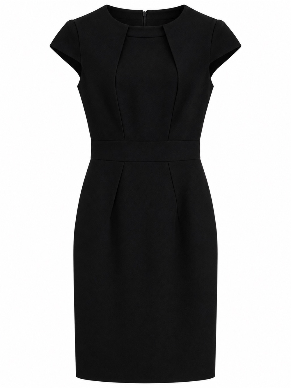 Karen Millen Black Cap-Sleeve Sheath Dress